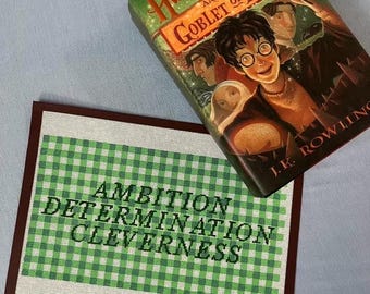 Tapiz bordado con los rasgos de la casa Slytherin