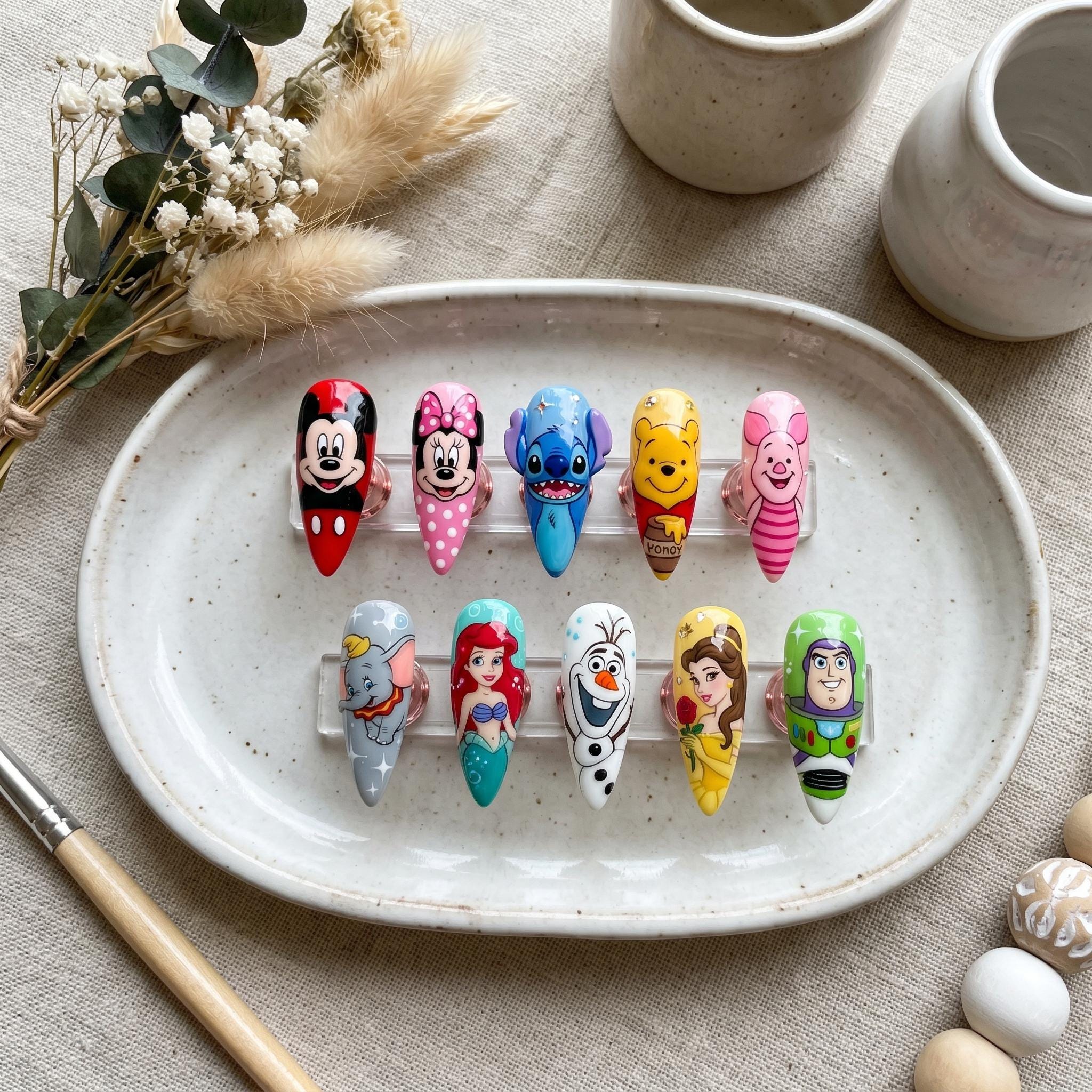 Luxury Disney Characters Press on Nails | Handpainted Mickey