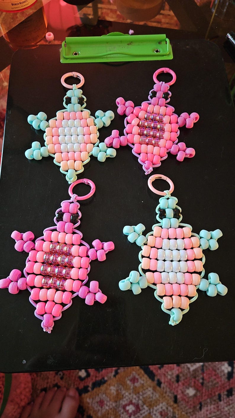 Turtle Pony Bead Keychain - Etsy