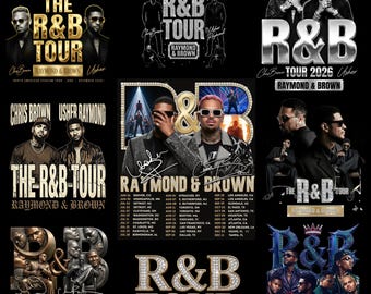 Chris Brown Usher R&B-turné 2026 PNG T-shirtdesign, Raymond and Brown-turnét-t-shirt, Usher, Chris Brown konsertt-t-shirt (digital nedladdning)