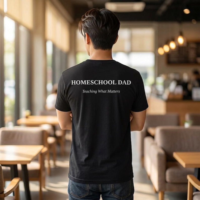 Homeschool vader T-shirt, Teaching What Matters T-shirt, christelijke homeschool vader cadeau, op geloof gebaseerde vader shirt, bijbelkleding mannen afbeelding 1