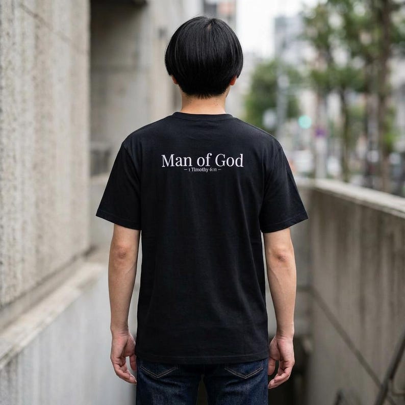 Man of God Shirt for Men, 1 Timothy 6:11 Bible Verse T-Shirt, Christian Dad Gift, Faith Apparel, Husband Father's Day Gift, Religious Tee Bild 1