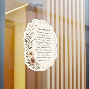 Pegatina de oración Anima Christi, calcomanía de vinilo católica floral, pegatina satinada troquelada, botella de agua cristiana, cuaderno para portátil, regalo de fe imagen 20
