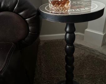 Tennessee Whiskey Barrel Drink Table | Rustic Bar Side Table | Man Cave Decor | Bourbon Lover Gift | Small Round Table | The Tipsy Topper™