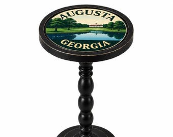 Augusta Georgia Golf Drink Table, Modern Whiskey Stand, Black Martini Perch, Black Pedestal Accent