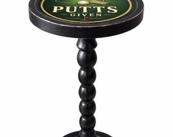 Handmade Golf Drink Table, Solid Wood, Black Satin Finish, Man Cave Accent