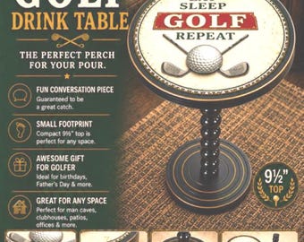 Small Round Drink Table, Golf Decor, Compact End Table, Living Room Decor, Small End Table, Wood Pedestal Table, Clubhouse Martini Table