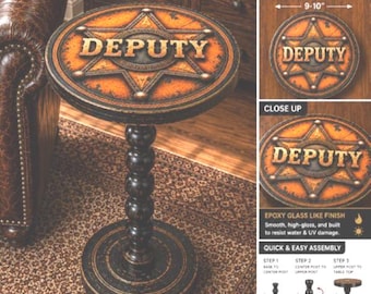 Deputy Gift, Law Enforcement, Rustic Drink Table, Office Decor