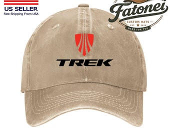 Trek Bicycle Bike Printed Logo Cotton Hat Unisex Washed Denim Baseball Cap