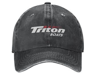 Triton Boats Printed Logo Cotton Hat Unisex Washed Denim Baseball Cap