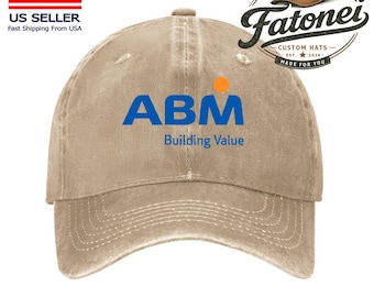 ABM Industries Printed Logo Cotton Hat Unisex Washed Denim Baseball Cap