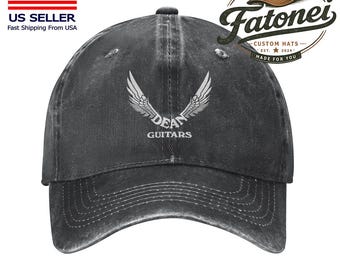 Dean Guitars Printed Logo Cotton Hat Unisex Washed Denim Baseball Cap