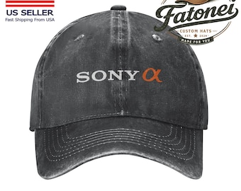 Sony Alpha Full Frame Camera Printed Logo Cotton Hat Unisex Washed Denim Baseball Cap