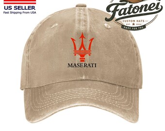 Maserati Racing Car Printed Logo Cotton Hat Unisex Washed Denim Baseball Cap