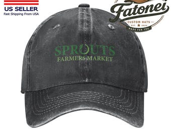 Sprouts Farmers Market Printed Logo Cotton Hat Unisex Washed Denim Baseball Cap
