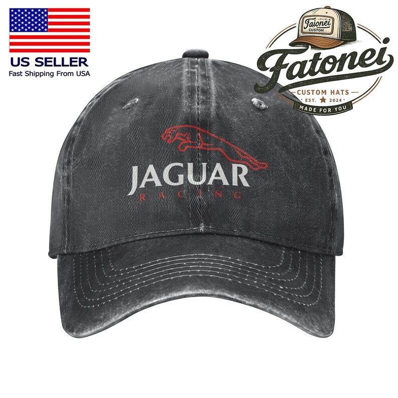 Jackson Guitars Printed Logo Cotton Hat Unisex Washed Denim Baseball Cap Black
