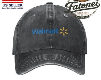 Walmart Printed Logo Cotton Hat Unisex Washed Denim Baseball Cap