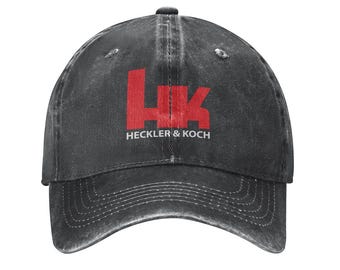 Heckler Koch Firearms Printed Logo Cotton Hat Unisex Washed Denim Baseball Cap