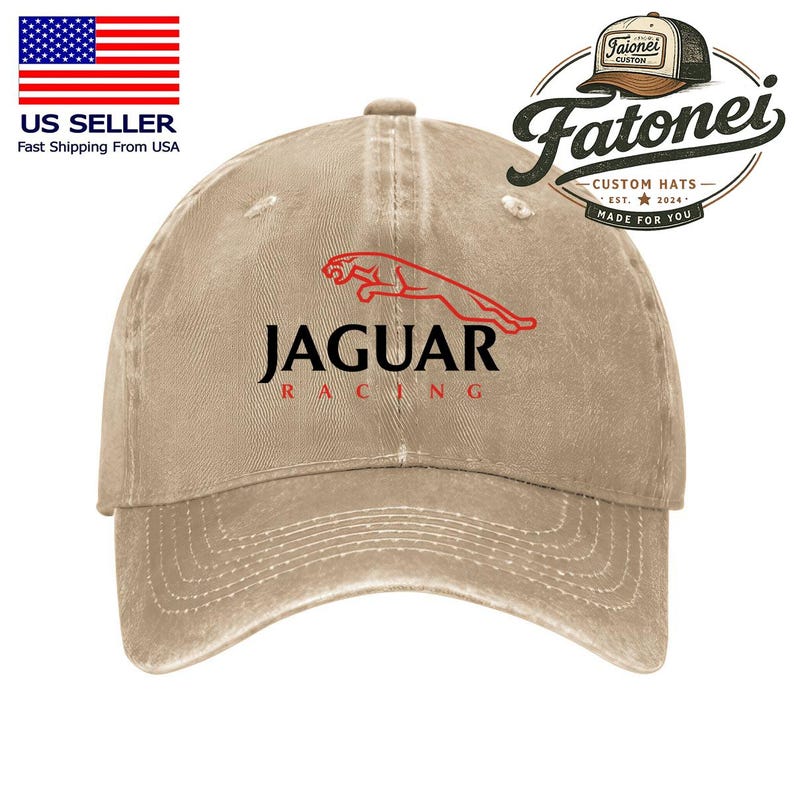 Jackson Guitars Printed Logo Cotton Hat Unisex Washed Denim Baseball Cap Khaki