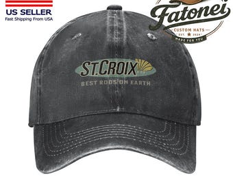 St. Croix Rod Printed Logo Cotton Hat Unisex Washed Denim Baseball Cap