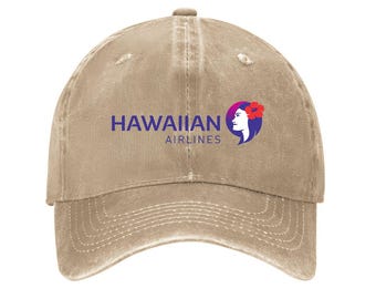 Hawaiian Airlines Printed Logo Cotton Hat Unisex Washed Denim Baseball Cap