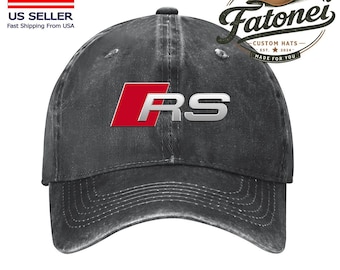 Audi RS Emblem Racing Sports Car Printed Logo Cotton Hat Unisex Washed Denim Baseball Cap