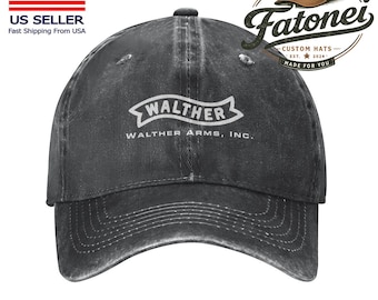 Walther Arms Firearms Printed Logo Cotton Hat Unisex Washed Denim Baseball Cap