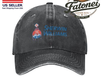 Sherwin Williams Paint Printed Logo Cotton Hat Unisex Washed Denim Baseball Cap