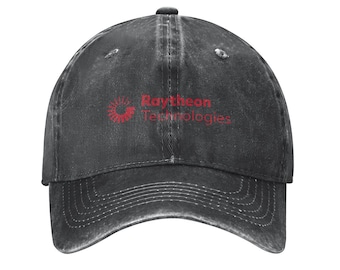 Raytheon Aircraft Printed Logo Cotton Hat Unisex Washed Denim Baseball Cap