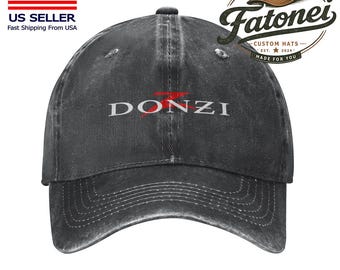 Donzi Boats Printed Logo Cotton Hat Unisex Washed Denim Baseball Cap