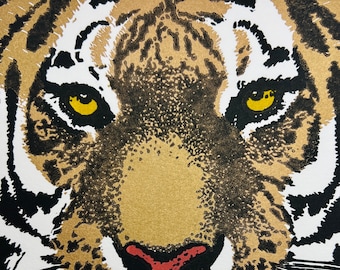 Golden TIGER, Original Fine Art Linocut Relief Print Hand-carved & pulled Chinese New Year of the Tiger