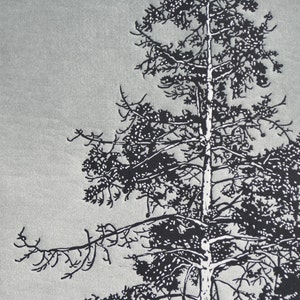 LAST ONE 17/20 Arboreal No. I (State III) Linocut Print 18x24 Slate Gray and Charcoal Redwood Tree