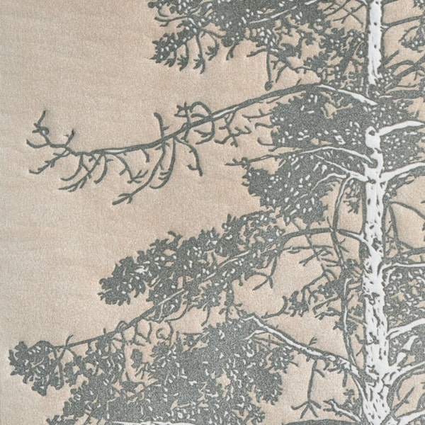 LAST ONE - Arboreal No. I (State II) Original Linocut Relief Print 18x24 Slate Gray and Sepia-toned Redwood Tree