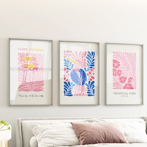Flower market Wall Art, Flower Market prints, Flower Market posters set of 3, Flower Market prints,Pink tulips print, tropical flower prints
