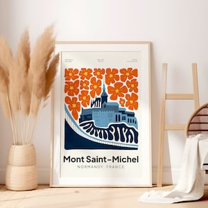 Normandy print,Normandy poster,travel print,Mont Saint Michel,Mount Saint Michel,travel art,Normandy wall art,French wall art,Francer poster