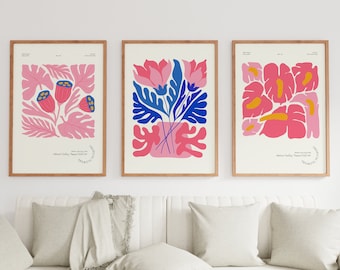 Flower market Wall Art, Flower Market prints, Flower Market posters set of 3, Flower Market prints,Pink tulips print, tropical flower prints