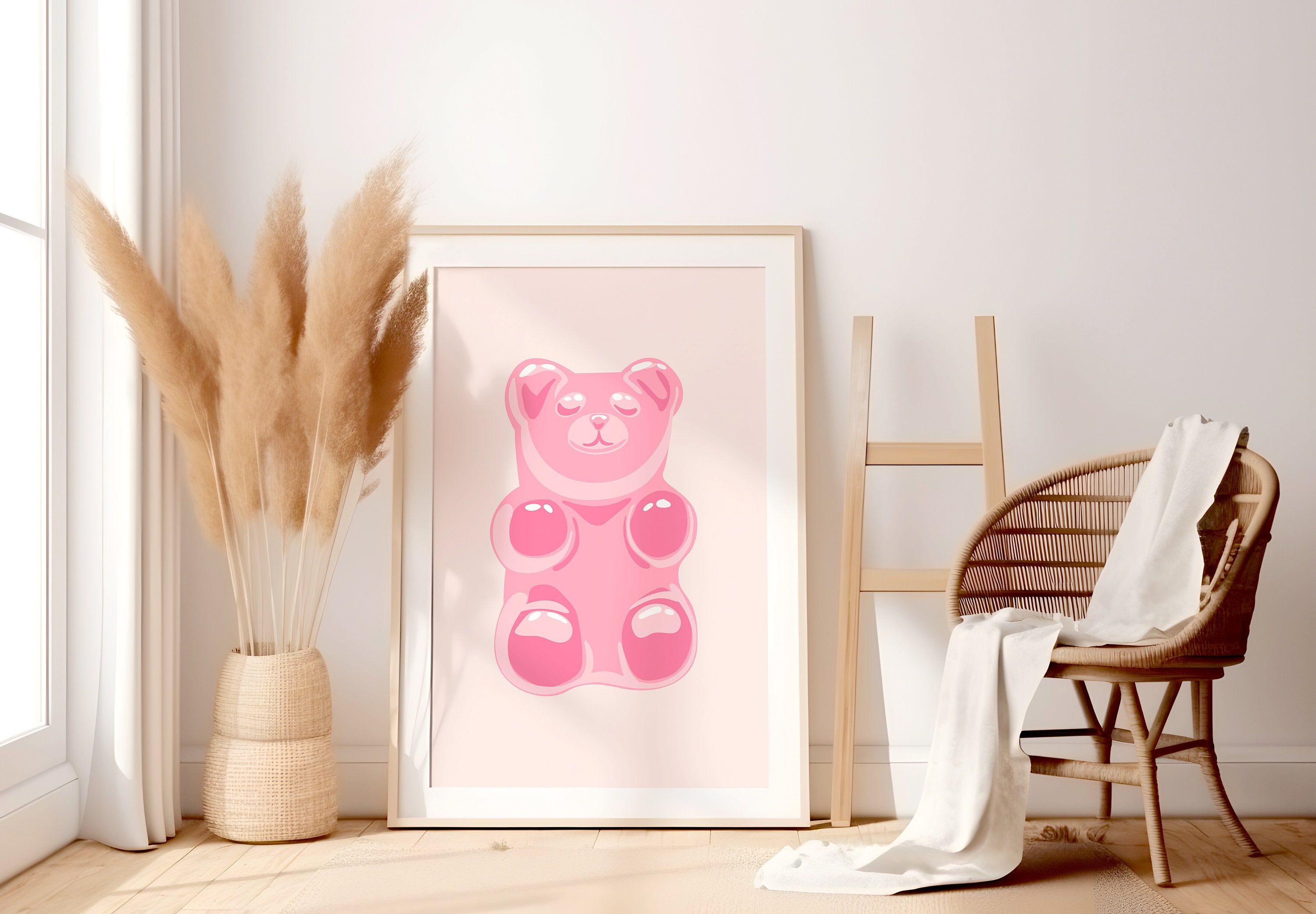 Whimsical Pink Gummy Bear Poster - Vibrant, Candy-Inspired Wall Art Decor –  Poster Wall