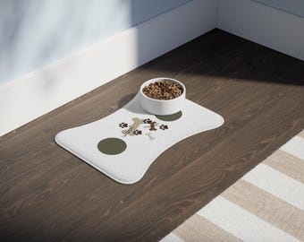 Tappetino per ciotola impermeabile con impronta di zampa o osso di cane per l'alimentazione degli animali domestici