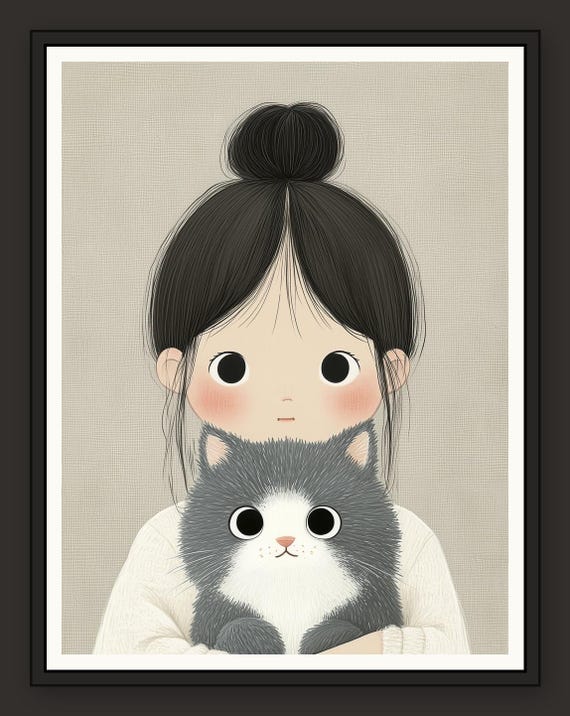 Girl and Cat - The Snuggle (High-resolution | Digital Download)
