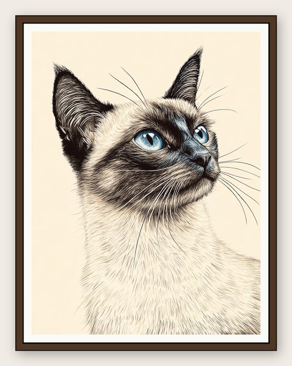 Elegant Siamese Cat Portrait (High-resolution | Digital Download)