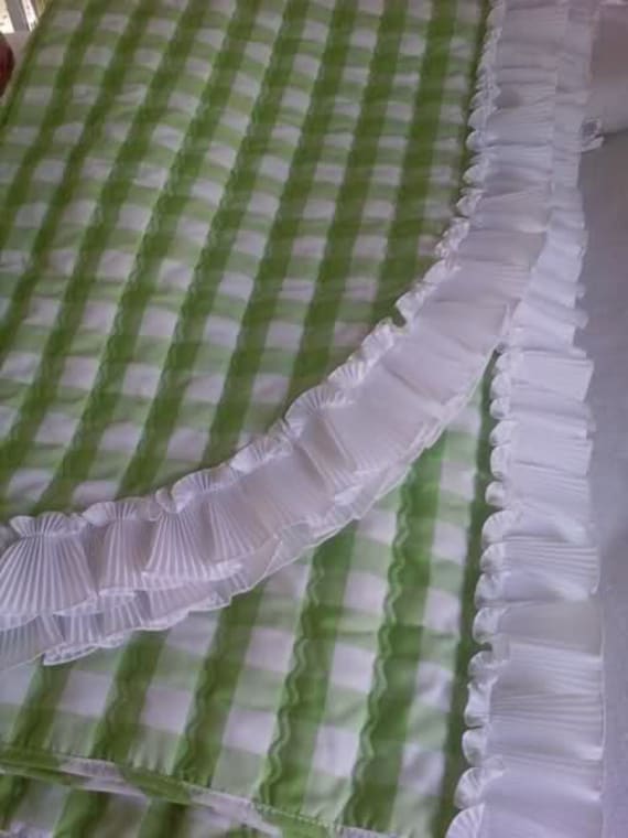 Items similar to Vintage Lime Green and White Gingham ...