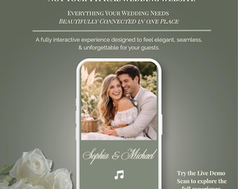 Luxury Wedding Website Template | Sage Green, Interactive RSVP, Photo Gallery (Digital Invite), Canva