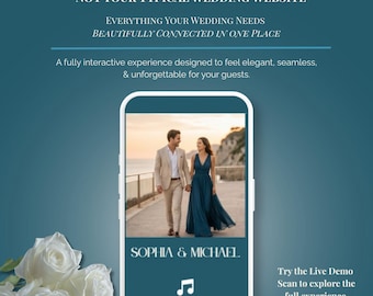 Luxury Wedding Website Template | Interactive RSVP, Photo Gallery, Music (Digital Invite), Patina Blue