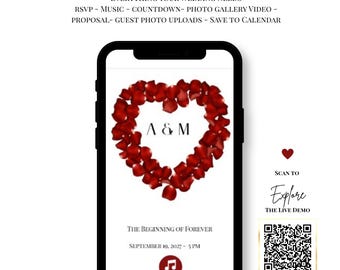 Luxury Wedding Website Template, Cinematic Canva Invitation (Digital), Romance in Full Bloom, Music, RSVP, Photo Gallery