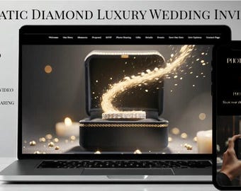 Wedding Website Template, Canva Invitation Digital, Music, RSVP, Photo Gallery, Photo Sharing, Save the Date, Cinematic Diamond Website