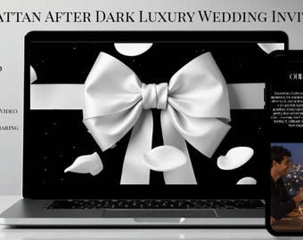 Luxury Wedding Website Template, Cinematic Canva Invitation (Digital), Manhattan, Music, RSVP, Photo Gallery
