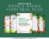 Printable Weekly Whole Food Meal Planner | Clean Eating Plan Template | 7 Pages Healthy Grocery & Dinner Planner | Instant Download