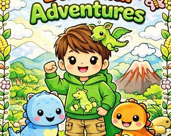 Kawaii Dinosaur Coloring Pages & Stickers, Cute Printable for Kids, Fun Relaxing Activity, Instant Download Coloring Book