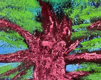Ancient Tree of Life Original Painting 24x18 Canvas Art Textured Nature Landscape by Samuel Hendrix