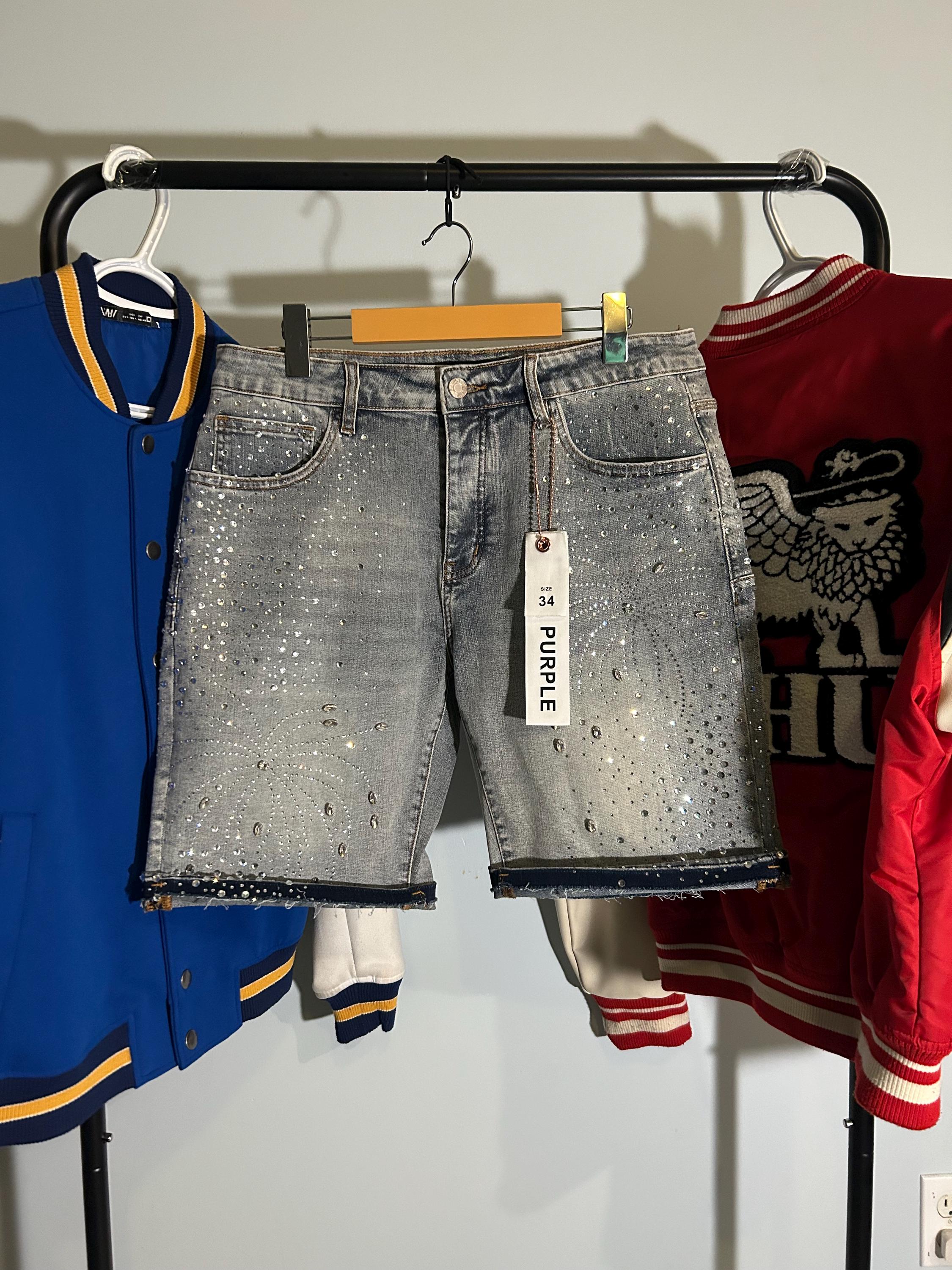 Rhinestone jeans shorts - Etsy 日本